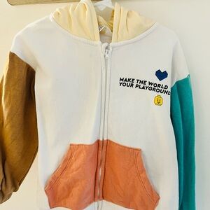 Lego H&M Colorblock Zip Hoodie in Cream, Teal, Brown & Coral